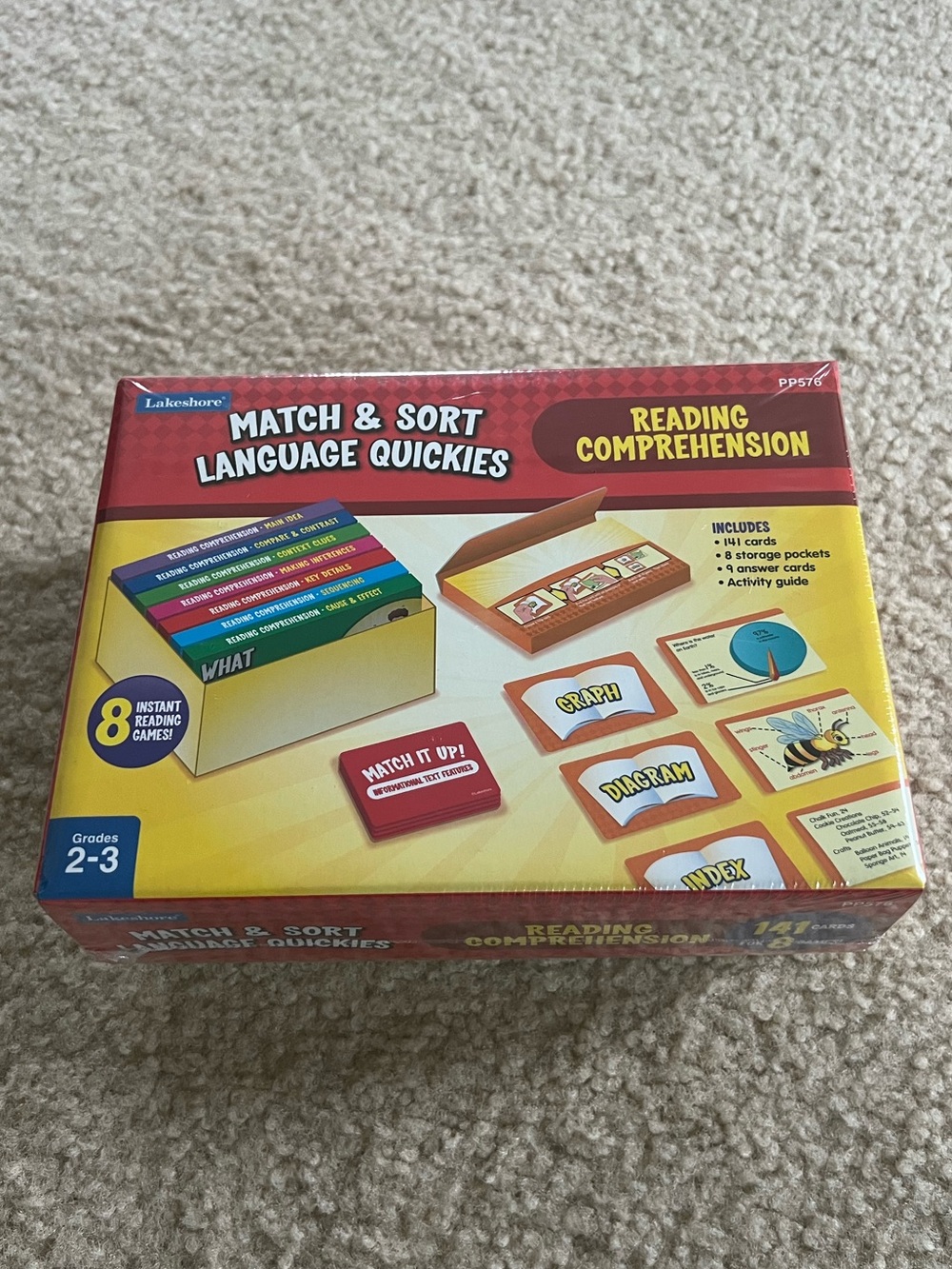 LAKESHORE Match & Sort Language Quickies Reading Comprehension Cards Grades 2-3